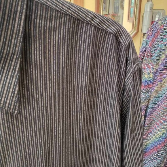 Trussardi XL Black Gray Brown Men's Long Sleeve Button Down Dress Shirt - Picture 5 of 7